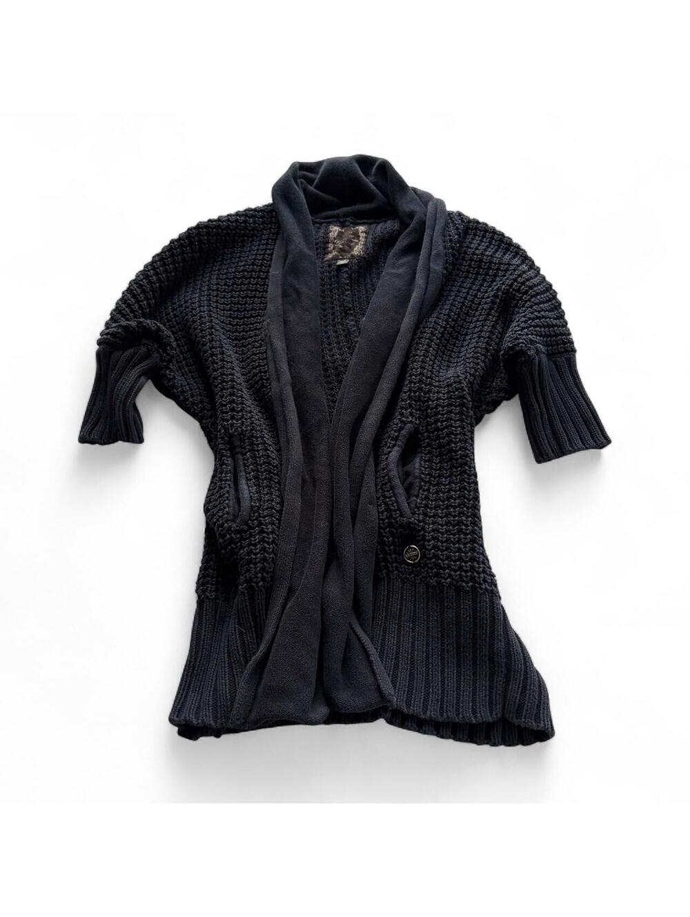 Vintage GUESS Jeans Navy Chunky Knit Cardigan 2000s Size M